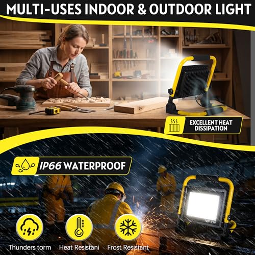 10000LM Portable LED Work Light, IP66 Waterproof for Garage