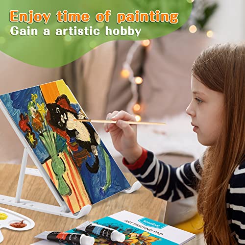 koseibal Kids Acrylic Paint Set with Canvas, Easel, More Art Supplies - color: 24 Acrylic Paints + Canvas & Easel