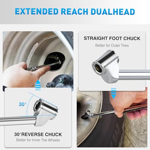 Nilight Dual Head Tire Pressure Gauge 10-150PSI Heavy Duty Straight-On - color: 1pc Tire Pressure Gauge