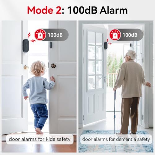 Sanjie Door Window Alarm Sensors, 5 Pack, 125dB, Volume Control - color: Grey