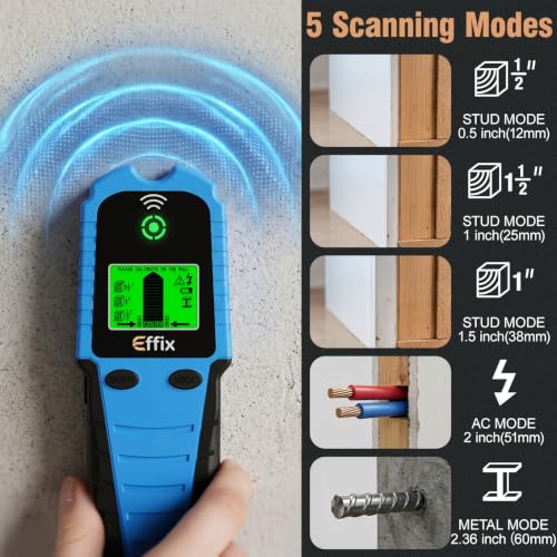 Effix Stud Finder Wall Scanner - 5 in 1 Electronic Stud Detector for Wood, Metal, AC Wire, Joist, Pipe Detection