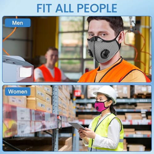 Threlaco 6 Pcs Dust Mask Reusable Respirator Mask - color: Black, Dark Blue, Sky Blue, Dark Gray, Rose Red,white