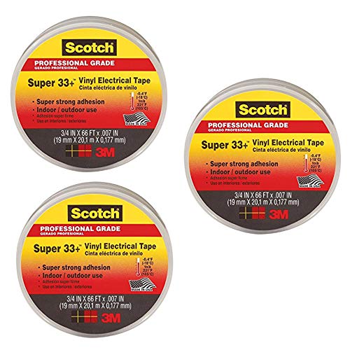 3M Scotch Super 33+ Vinyl Electrical Tape, .75-Inch by 66-Feet