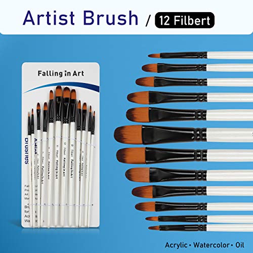 Falling in Art 48 PCS Painting Brushes Sets, Artist Paintbrushes - size: 48 Pcs Mix Nylon