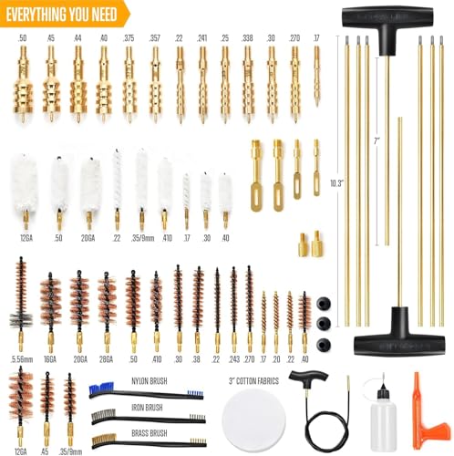 GLORYFIRE Elite Universal Gun Cleaning Kit with Reinforced Rods - size: 58PCS