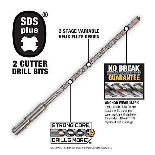 DEWALT DW5437B25 1/2 by 4 by 6 Rock Carbide SDS+ Hammer Bit, 25-Pack - size: 25-pack