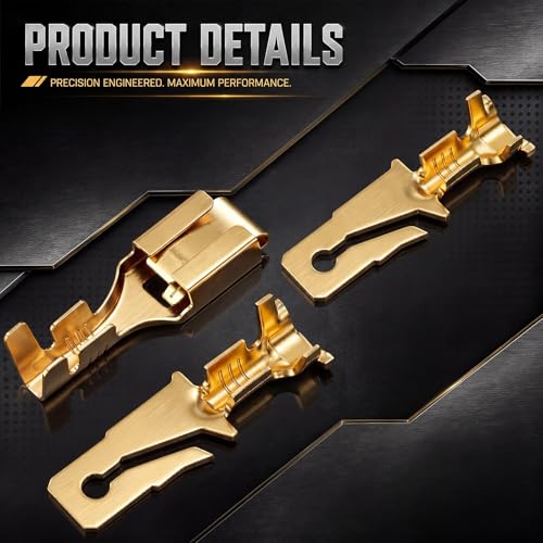 LEIFIDE 100 Pcs Electrical Terminals Kit Compatible with 56 Series, Gold - color: Gold