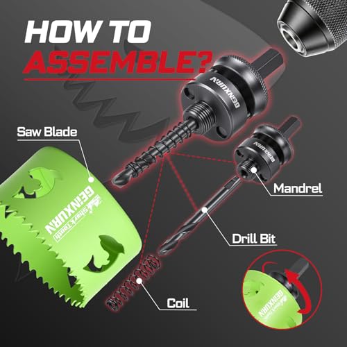Geinxurn 3 Inch(76mm) Hole Saw, 1PC HSS Bi-Metal Hole Saw Kit with Shark Tooth Hole Cutter for Wood,Drywall, PVC Boards and Thin Metal - color: 1 PCS 3"