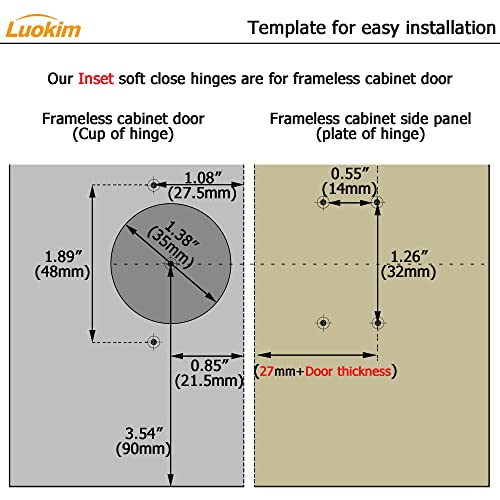 2Pcs Soft Close Inset Cabinet Hinges with Clip-On Plate - color: Inset, size: 2 Pieces