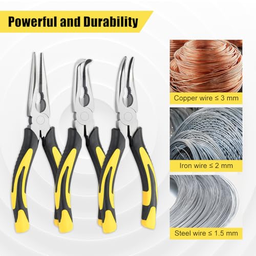 3pcs 8inch Reach Needle Nose Pliers Set for Narrow Spaces