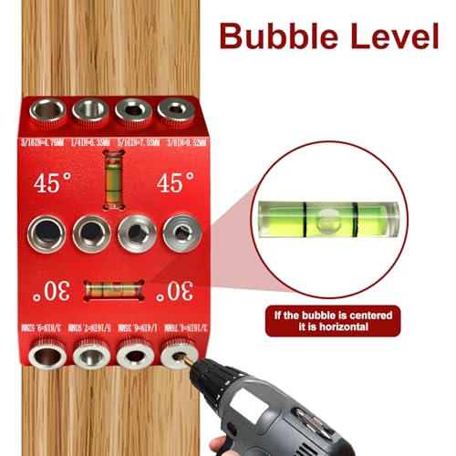 30/45/90° Angle Drill Guide Jig, Portable Bubble Level