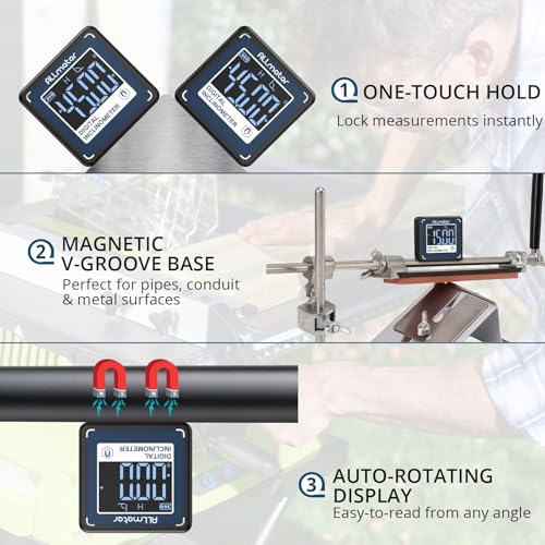 Mini Digital Angle Finder,0.05° Magnetic Inclinometer,USB-C Rechargeable