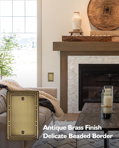 Switch Plates Outlet Covers, 2-Pack Antique Brass Metal Wall Plates - color: Antique Brass, size: 1 Blank 2PK