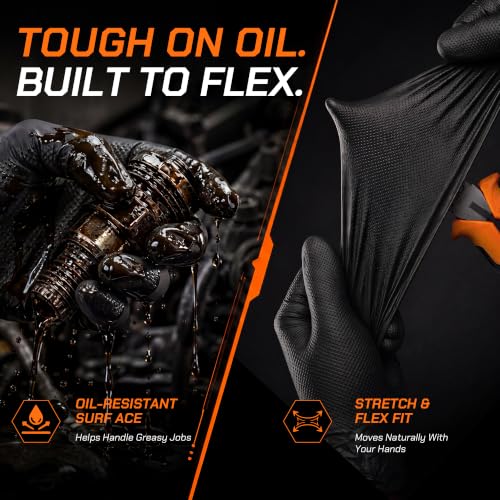 10 Mil Nitrile Gloves Disposable Mechanic Gloves Rubber Latex Cooking Gloves Black Rubber Disposable Gloves Black Nitrile Latex Gloves XL HEAVY DUTY Mechanic Nitrile Gloves 100 Count - size: X-Large