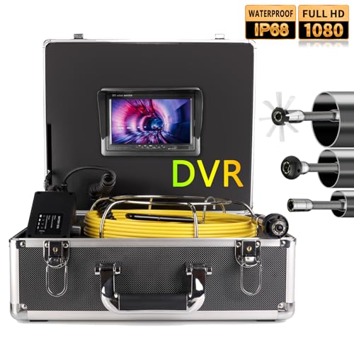 Generic 7 Inches Monitor 100ft/30m with Distance Mark Plumbing Snake Pipe Inspection Video Camera,DVR Recorder Waterproof IP68 Drain Sewer Pipeline Industrial Endoscope System…