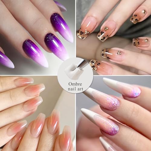Fcozpjk 150Pcs Soft Nail Sponges for Ombre Aura Nail Art With Grabbing Pen - color: White#150pcs