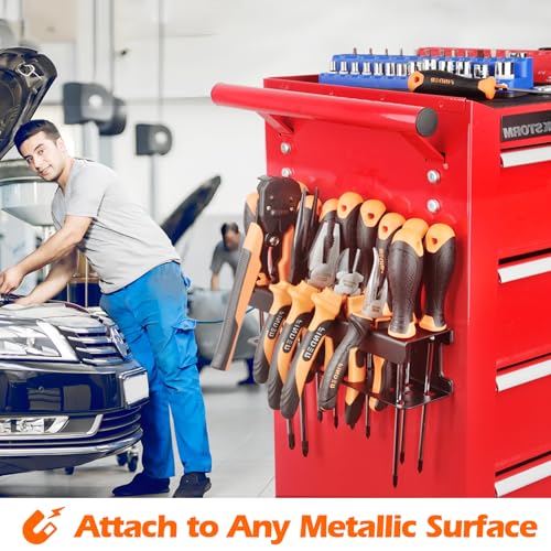 MUTUACTOR Screwdriver Organizer Rack Heavy Duty,Magnetic Mount Screwdriver Holder Plier Organizer,Magnetic Tool Holder Storage Holder for Various Screwdrivers Pliers Shears Tool Chest Cart Workbench - style: Black Screwdrivers Holder