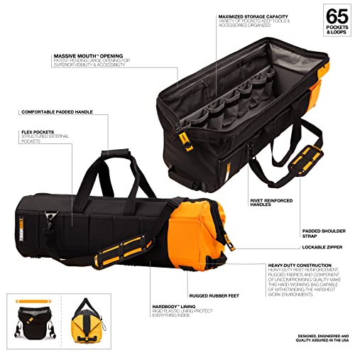 ToughBuilt – Massive Mouth Tool Bag, Heavy-Duty Fabric Wide-Mouth Bag with Rigid Frame, Waterproof Hard Base & Reinforced Handles - size: 16"