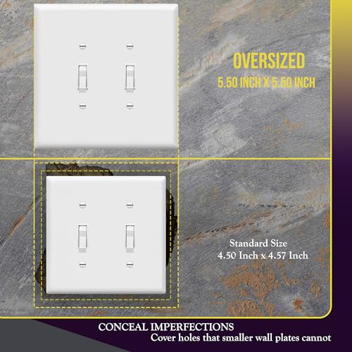 ENERLITES Oversized Double Toggle Light Switch Cover Plate, 1 Pack, White - color: White, size: Over-Size