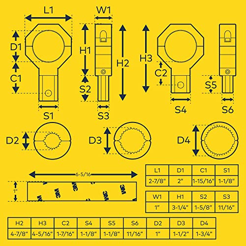 LAMPHUS Light Bar Mount Clamp Bracket for ATV UTV 1-2in 360-Degree Bull Bar | 2pc, 1 1.5 1.75 2 Inch, 360-Degree, Aluminum, Roll Cage Clamps, Off-Road Light Bar Mount - size: 2-Pack (Standard)