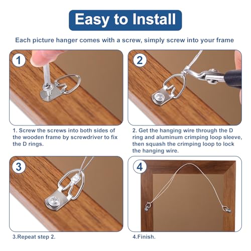 181 Pcs Picture Hanging Kit Wire D Ring Hangers Metal Frame