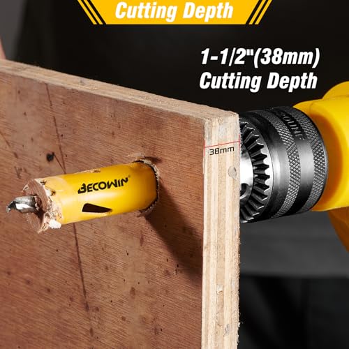 Becowin Bi-Metal Hole Saw Kit, 7PCS Hole Saw Set for Metal, Wood, PVC