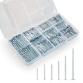 Picture Hanging Nail Kit, 710 Pieces, White Frame Nails up to 2 Inches, Assorted Sizes with Storage Case (White)