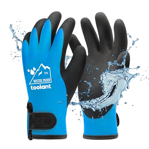 toolant 100% Waterproof Winter Work Gloves, Thermal Insulation with Grip - color: Blue, size: Small (Pack of 1)