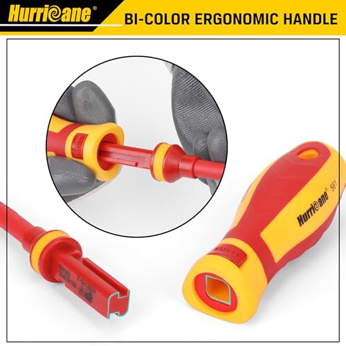 HURRICANE 1000V Insulated Electrician Screwdriver Set, 13 Piece Professional Electrical Screwdriver Set, CR-V Steel Magnetic Phillips Slotted Pozidriv Torx, Insulation VDE & GS Certified Screwdriver - size: 13-Piece Classic Insulated Screwdriver Set