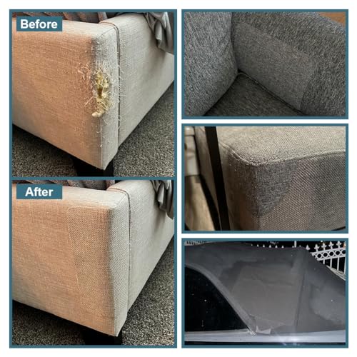 WILDREEDS 2 Pcs 8 x11 Inch Linen Repair Patches, Self-Adhesive Fabric Patch for Sofas, Couch, Furniture,Tote Bags, Car Seats (Dark Grey) - color: Dark Grey
