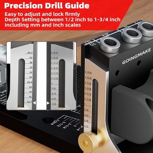 GOINGMAKE All Metal Pocket Hole Jig Kit,Pocket Hole Screw Jig System