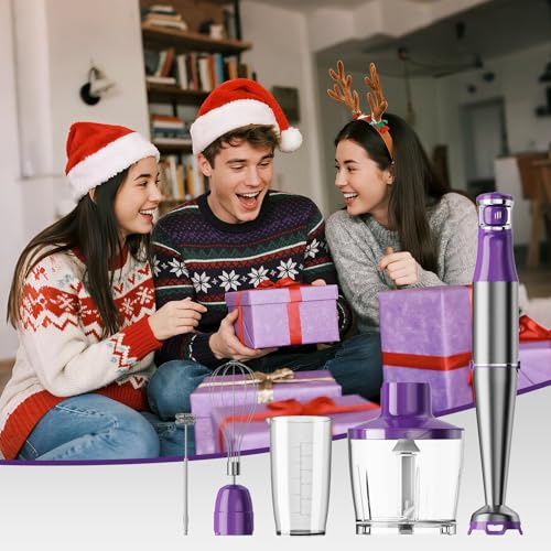 Turelar Immersion Blender Handheld 5 in 1 Hand Blender Set 1100W Heavy Duty - color: Purple, size: 5 in 1