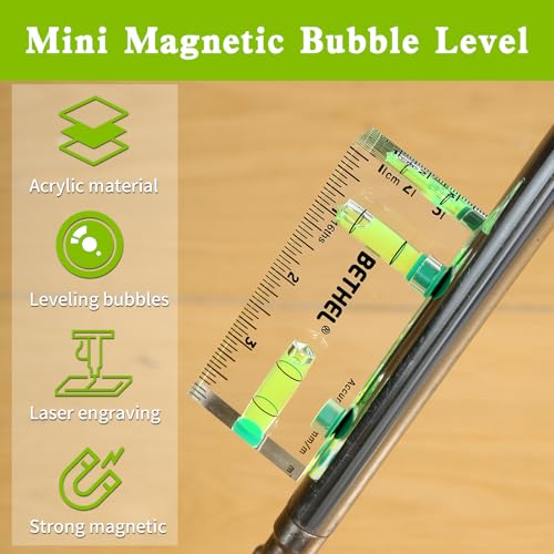 BETHEL Small Level Mini Bubble 90°/180°SpiritLevel,Magnetic 3.74Inch - color: Green