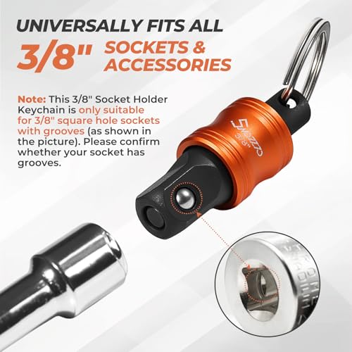 3/8" Socket Holder Keychain 5PCS Set,Drive Quick-Release & Lock Organizer - size: 5PCS-3/8'