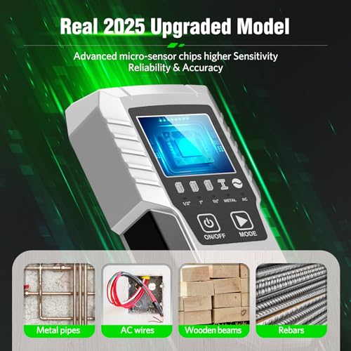 Stud Finder Wall Scanner Detector for Wood, Metal Studs and AC Wires - color: Bright Silver