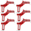 FUNSUEI 6 PCS 90 Degree Corner Clamp Set, Right Angle Clamps, Steel Corner Clamps for Woodworking Right Angle Clip Fixer for Glass Holder, Picture Frame, Hand Tools, Red