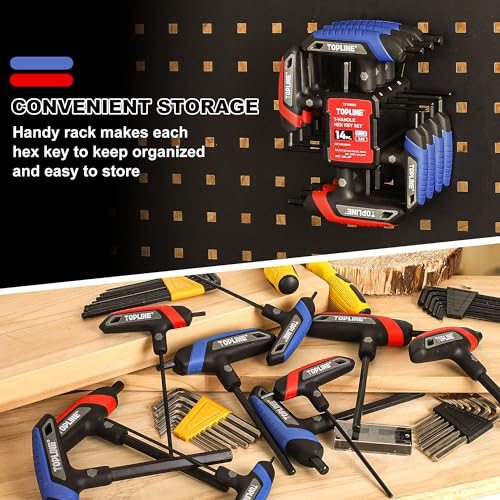 Topline 14-Piece T-Handle Allen Wrench Set, Hex Keys Set with Storage Rack