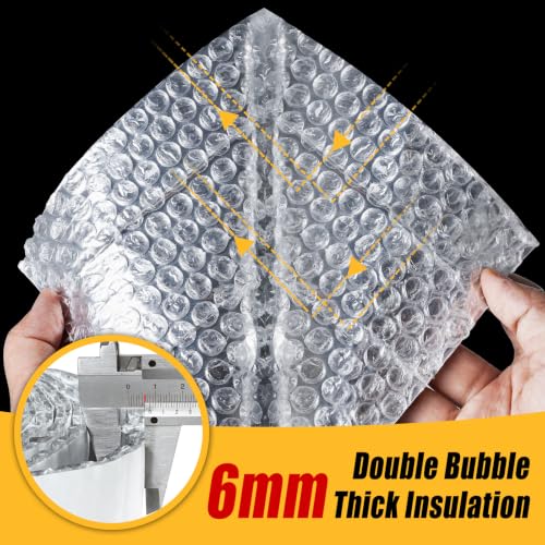 Double Bubble Reflective Foil Insulation Tape, Self-Adhesive Bubble Wrap for Garage Door Insulation, Window Thermal Barrier, Weatherproof, Pipe Insulation Wrap for AC Exhaust Hose, HVAC Duct - 10 inch - style: 10in wide x 16.5ft long