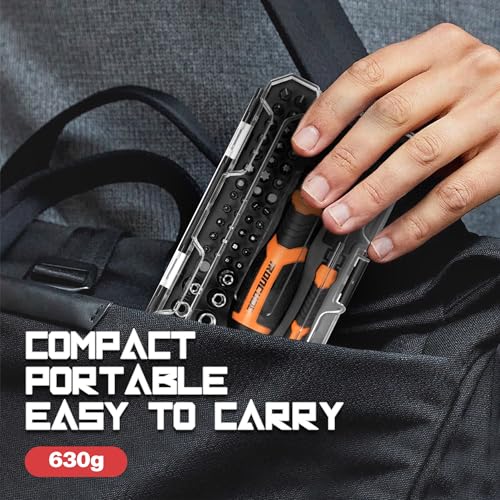 IRONCUBE Ratcheting Screwdriver Set: 56-Piece Magnetic Multi Bits Tool Kit with Case - color: Orange