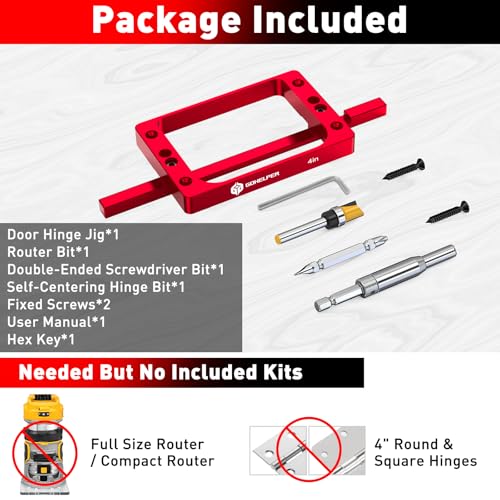 4" Fixed Size Door Hinge Jig for Door and Jamb, Aluminum Alloy - size: 4 in