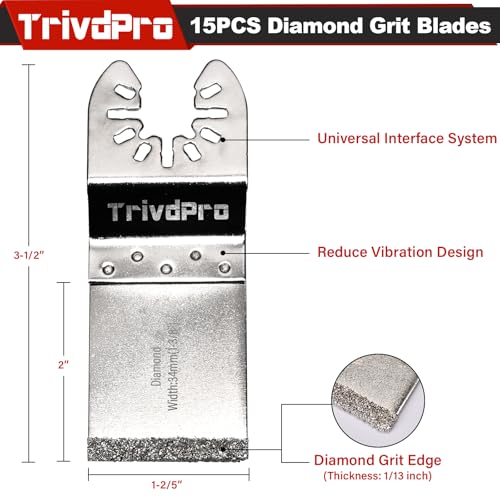 TrivdPro Grout Removal Tool Blade - 15pcs Diamond Oscillating Blade