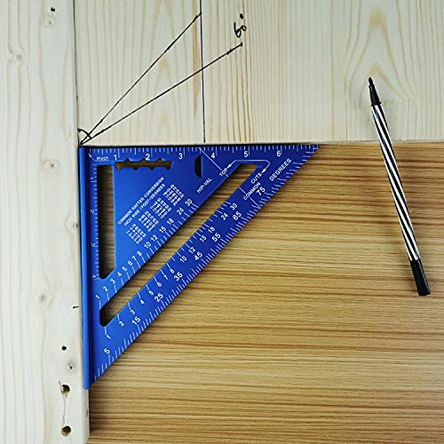 7" & 12" Imperial Triangle Ruler,Aluminum Alloy Rafter Square Protractor
