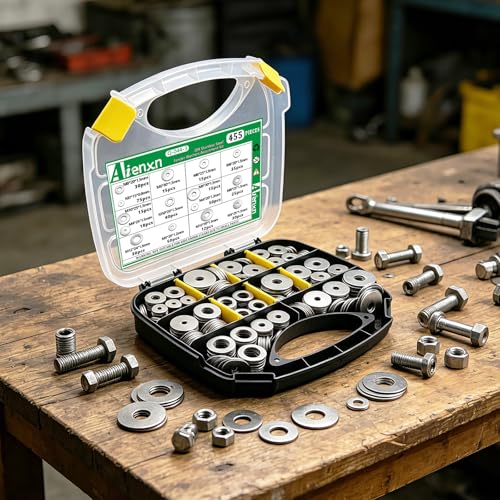 455PCS 304 Stainless Steel Fender Washer Kit, Washers for Bolts - size: SV M3-M12 (455PCS), style: Fender Washer