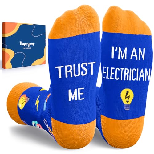 HAPPYPOP Funny Gifts for Women Men - Mechanic Graphic Designer Bus Driver Plumber Sock - color: Trust Me I'm an Electrician