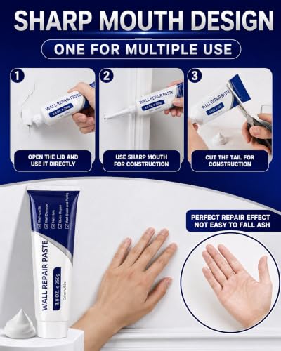 Efficient Drywall Repair Kit with Scraper,Wall Repair Paste Tube,Quick-Drying Wall Mending Agent, Wall Repair Paste,Multi-Functional Patch Paste for Wall Crack/Nail Hole/Graffiti,Wall Surface(1pack)