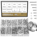 542 Pieces M3 x 6/8 /12/16 /20/25 /30mm Hex Socket Head Cap Screws Nuts Washers Assortment Kit, 304 Stainless Steel, Fully Machine Thread - size: M3, style: Socket Head