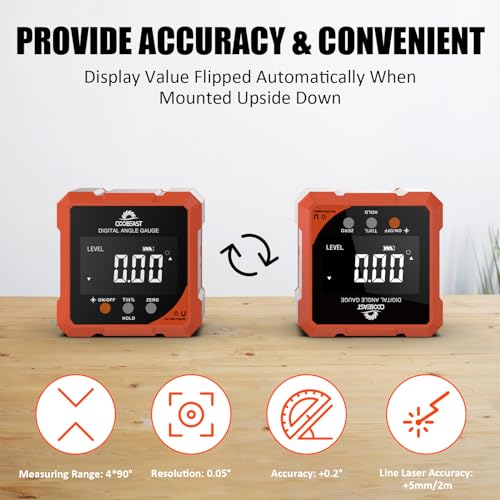 Coobeast Digital Angle Finder with Dual Laser 4-side Magnetic Angle Gauge - color: Orange