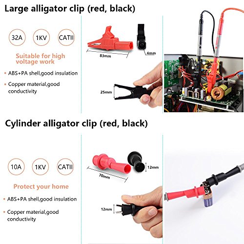 HANDSKIT 22-in-1 Multimeter Test Leads, Back Probe Kit with Alligator Clips