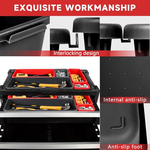 Tool Box Organizer Tray, 60 PCS & 5 Sizes, Black and Red - color: Black & Red: 60 PCS