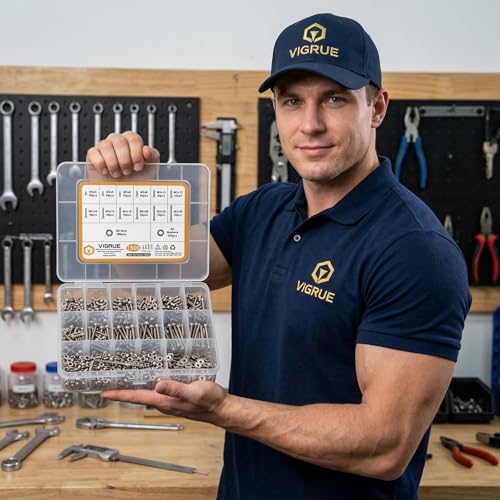 VIGRUE 1500PCS M3 x 4/5/6/8/10/12/14/16/18/20/25/30mm Screws Hex Socket Head Cap Bolts Nuts Kit, M3 Stainless Steel Screws Assortment Set with Allen Wrench and Tip Curved Tweezer